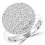 1 1/2 CTW Round Diamond Pave Set Cluster Cocktail Ring in 18K White Gold (MD160293)