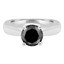 1 2/5 CT Round Black Diamond Solitaire Engagement Ring in 14K White Gold (MD160313)