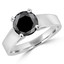 1 3/4 CT Round Black Diamond Solitaire Engagement Ring in 14K White Gold (MD160317)