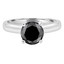 1 9/10 CT Round Black Diamond Solitaire Engagement Ring in 14K White Gold (MD160319)