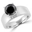 2 2/5 CT Round Black Diamond Solitaire Engagement Ring in 14K White Gold (MD160321)