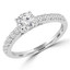 1 1/10 CTW Round Diamond Solitaire with Accents Engagement Ring in 18K White Gold (MD160333)
