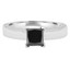 1 3/5 CTW Princess Black Diamond Solitaire with Accents Engagement Ring in 14K White Gold (MD160366)