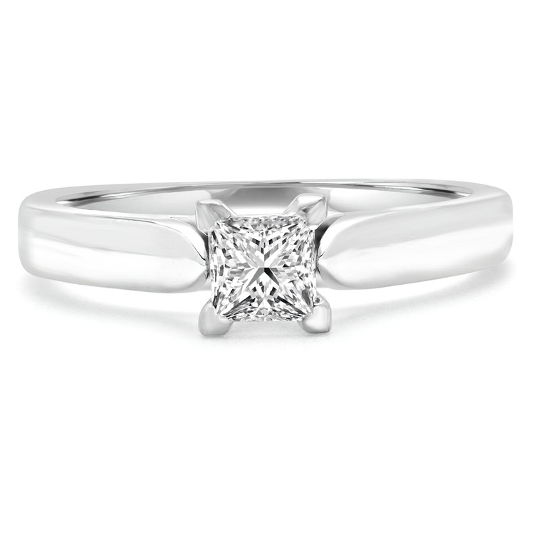 3/8 CT Princess Diamond Solitaire Engagement Ring in 14K White Gold (MD160465)