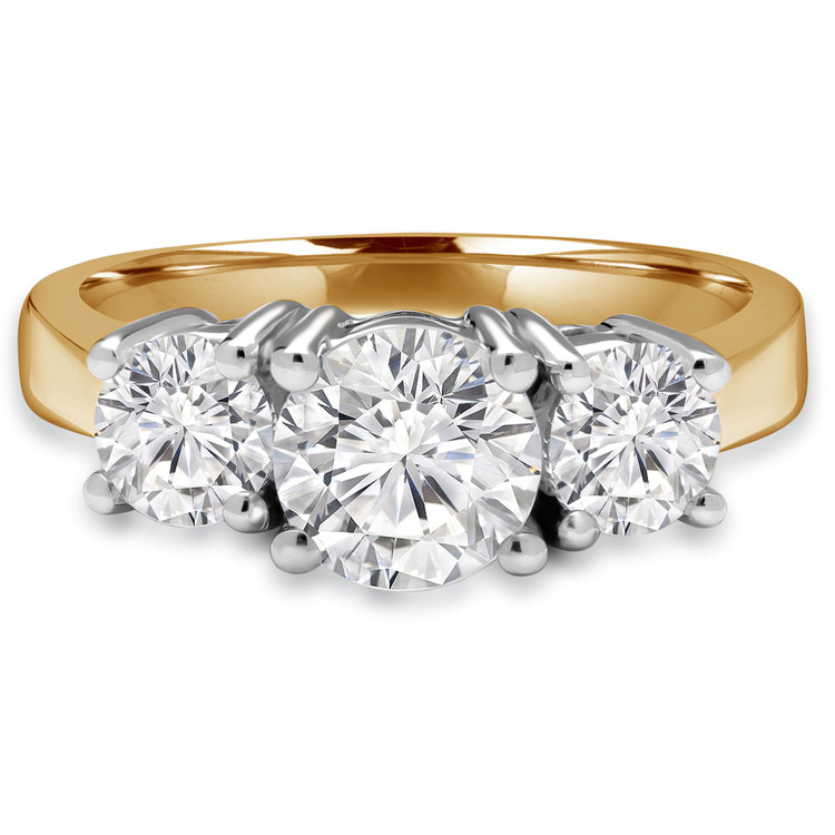 1 1/10 CTW Round Diamond Three-Stone Engagement Ring in 14K Yellow Gold (MD170091)