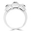 1 1/8 CTW Round Black Diamond Halo Three-Stone Engagement Ring in 14K White Gold (MD170094)