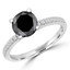 1 7/8 CTW Round Black Diamond Solitaire with Accents Engagement Ring in 14K White Gold (MD170103)