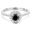 1 CTW Round Black Diamond Halo Engagement Ring in 14K White Gold (MD170107)