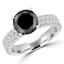 3 3/5 CTW Round Black Diamond Two Row Solitaire with Accents Engagement Ring in 14K White Gold (MD170108)