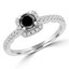 2/3 CTW Round Black Diamond Halo Engagement Ring in 14K White Gold with Accents (MD170109)