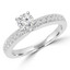 5/8 CTW Round Diamond Solitaire with Accents Engagement Ring in 18K White Gold with Accents (MD170110)