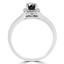 1/2 CTW Round Black Diamond Halo Engagement Ring in 14K White Gold with Accents (MD170112)