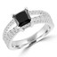 2 1/6 CTW Princess Black Diamond Split Shank Solitaire with Accents Engagement Ring in 14K White Gold (MD170169)