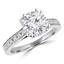 3/5 CTW Round Diamond Double Prong Solitaire with Accents Engagement Ring in 14K White Gold (MD170220)