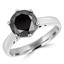 7/8 CT Round Black Diamond 6 Prong  Solitaire Engagement Ring in 14K White Gold (MD170223)