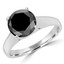 1 1/2 CT Round Black Diamond Solitaire Engagement Ring in 14K White Gold (MD170224)