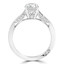 1 1/8 CTW Round Diamond Vintage Solitaire with Accents Engagement Ring in 18K White Gold (MD170228)