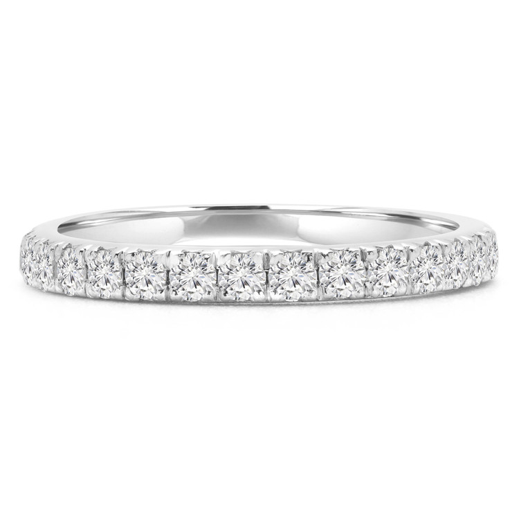 2/3 CTW Round Diamond Semi-Eternity Wedding Band Ring in 14K White Gold (MD170308)