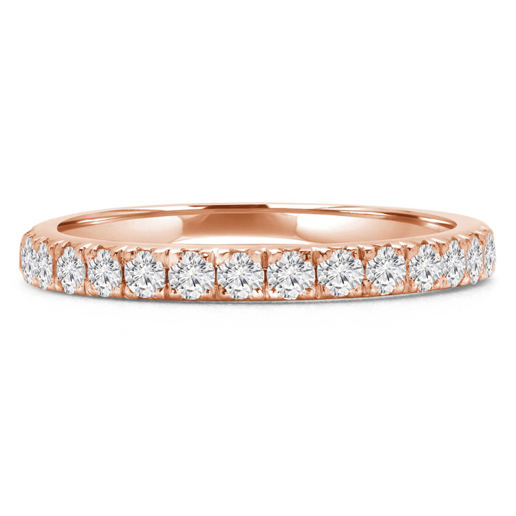 2/3 CTW Round Diamond Semi-Eternity Wedding Band Ring in 14K Rose Gold (MD170310)
