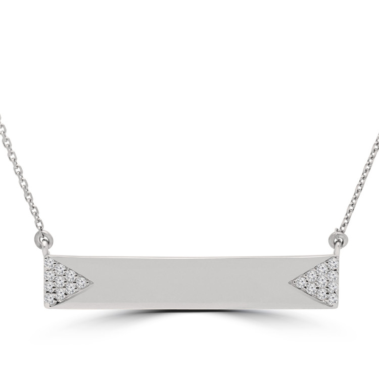 1/4 CTW Round Diamond Bar Pendant Necklace in 14K White Gold (MD170337)