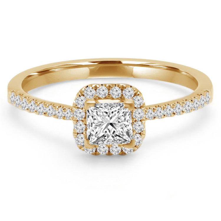 1/2 CTW Princess Diamond Halo Engagement Ring in 14K Yellow Gold (MD170345)