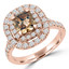 2 1/20 CTW Radiant Champagne Diamond Double Halo Engagement Ring in 14K Rose Gold (MD170346)
