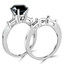 2 1/10 CTW Round Black Diamond Solitaire with Accents Engagement Ring and Wedding Band Set Ring in 14K White Gold (MD170354)