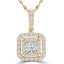 9/10 CTW Princess Diamond Double Halo Pendant Necklace in 14K Yellow Gold (MD170362)