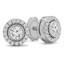 3/5 CTW Round Diamond Bezel Set Halo Stud Earrings in 14K White Gold (MD170408)