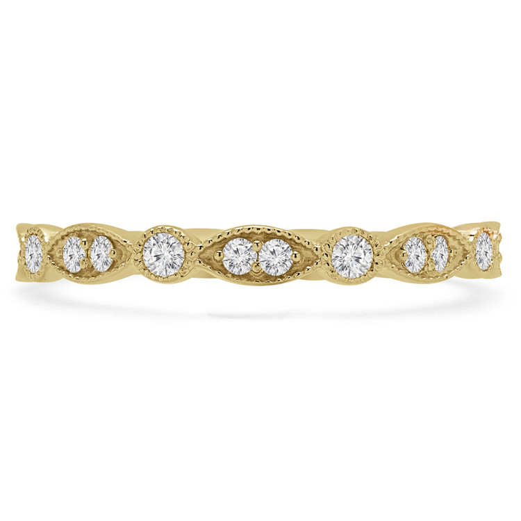 1/4 CTW Round Diamond Vintage Semi-Eternity Wedding Band Ring in 14K Yellow Gold (MD170429)