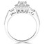 7/8 CTW Round Diamond Halo Engagement Ring in 14K White Gold with Baguette Sides (MD180033)