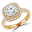 1 CTW Round Diamond Double Halo Engagement Ring in 14K Yellow Gold (MD180056)