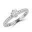 2/5 CTW Round Diamond Solitaire with Accents Engagement Ring in 14K White Gold (MD180074)