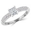 3/4 CTW Princess Diamond Solitaire with Accents Engagement Ring in 14K White Gold (MD180095)