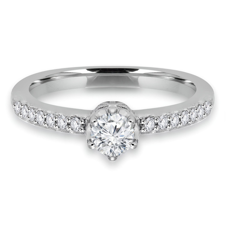 2/5 CTW Round Diamond Solitaire with Accents Engagement Ring in 14K White Gold (MD180102)