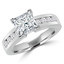 1 1/2 CTW Princess Diamond Solitaire with Accents Engagement Ring in 14K White Gold (MD180108)