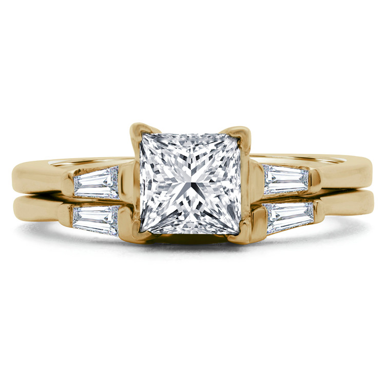 1 1/2 CTW Princess Diamond Three-Stone Engagement Ring in 14K Yellow Gold (MD180115)