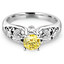 9/10 CTW Round Canary Yellow Diamond Vintage Solitaire with Accents Engagement Ring in 14K White Gold (MD180130)