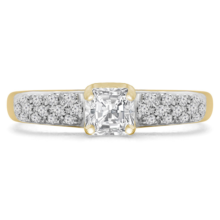 3/5 CTW Radiant Diamond Solitaire with Accents Engagement Ring in 14K Yellow Gold (MD180137)