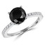 3/4 CTW Round Black Diamond Promise Solitaire with Accents Engagement Ring in 14K White Gold (MD180138)