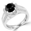 2 7/8 CTW Round Black Diamond Solitaire with Accents Engagement Ring in 14K White Gold (MD180142)