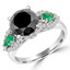 3 1/2 CTW Round Black Diamond Vintage Three-Stone Engagement Ring in 14K White Gold (MD180143)