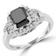 2 1/20 CTW Round Black Diamond Halo Engagement Ring in 14K White Gold (MD180145)