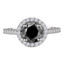 4 1/3 CTW Round Black Diamond Halo Engagement Ring in 14K White Gold (MD180167)