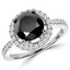 4 1/3 CTW Round Black Diamond Halo Engagement Ring in 14K White Gold (MD180167)