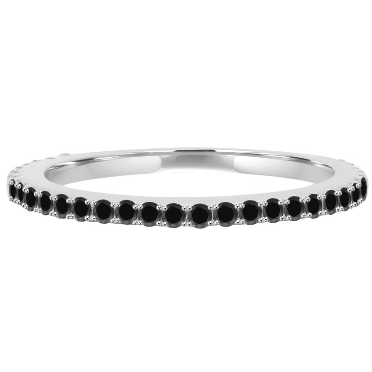 1/3 CTW Round Black Diamond Semi-Eternity Wedding Band Ring in 14K White Gold (MD180191)