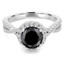 2 CTW Round Black Diamond Solitaire with Accents Engagement Ring in 18K White Gold (MD180196)