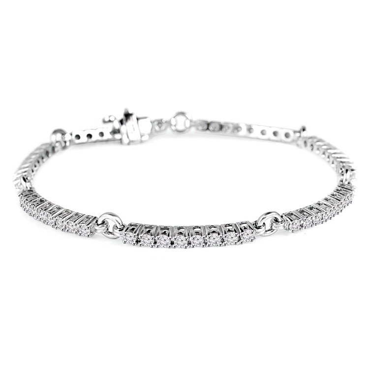 2 2/5 CTW Round Diamond Bar Chain Bracelet in 14K White Gold (MD180227)
