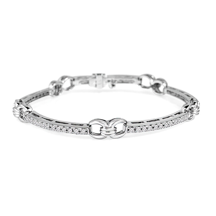 2/3 CTW Round Diamond Bar Chain Bracelet in 14K White Gold (MD180228)
