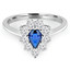 1 CTW Pear Blue Sapphire Halo Cocktail Engagement Ring in 14K White Gold (MD180236)